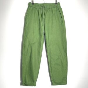 J. CREW Women's Linen/Cotton Pants Olive Green Elastic Drawstring Waist Size 4
